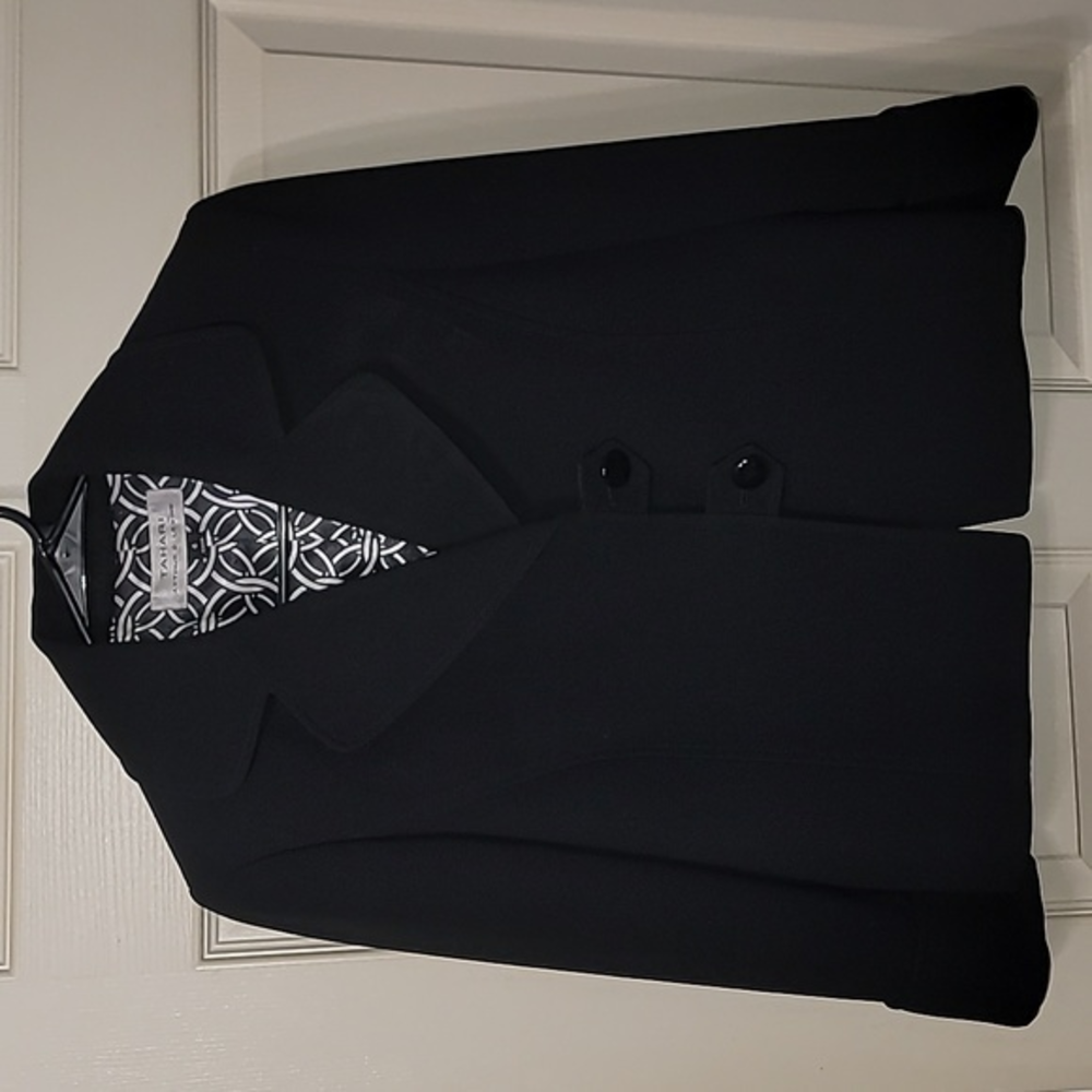 TAHARI Arthur S Lavine Black Polyester Blazer Suit Jacket Women's 6 NWOT Cond.
